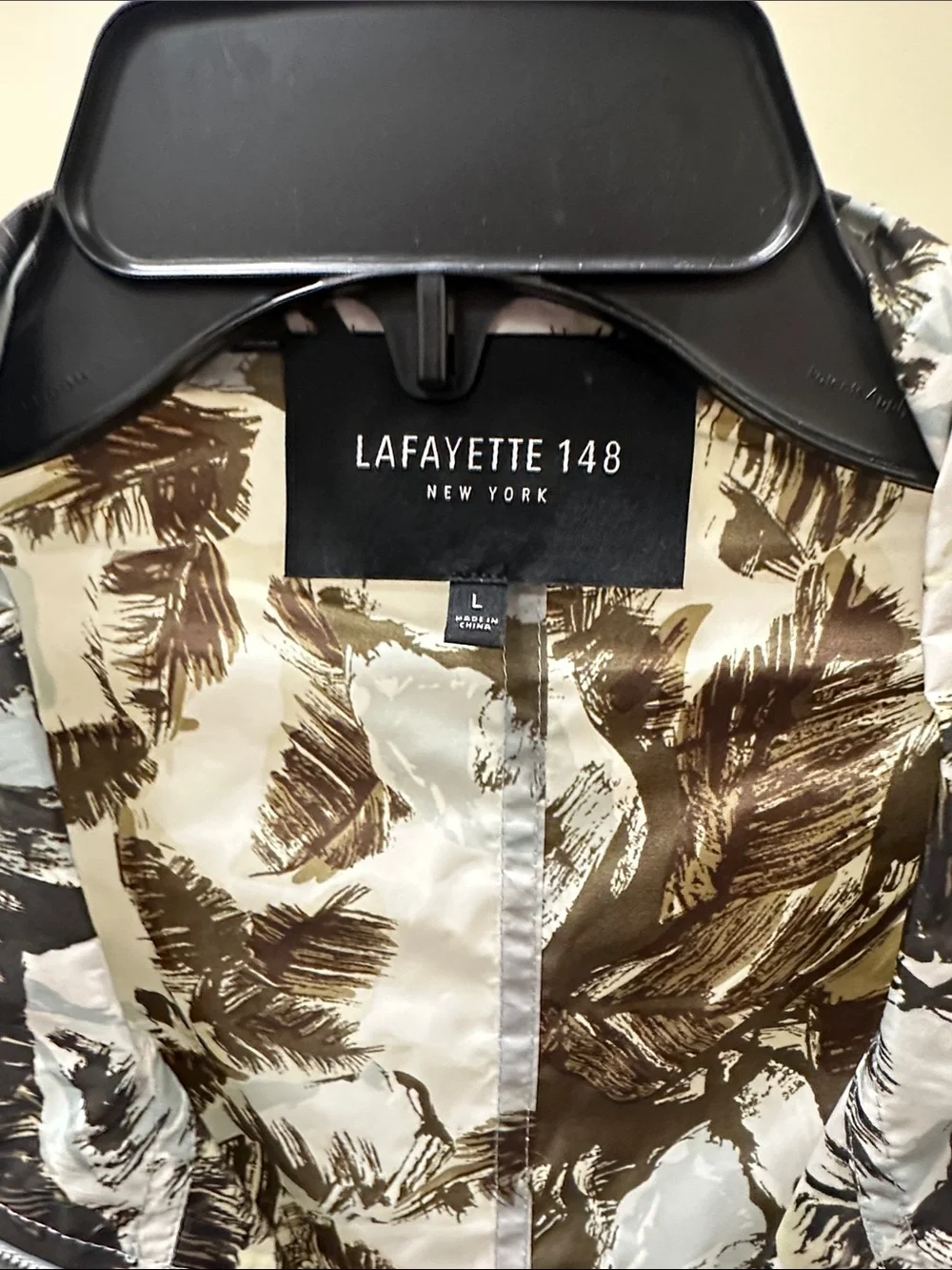 Lafayette 148 New York Feather-Print Utility Jacket in White, Black & Brown